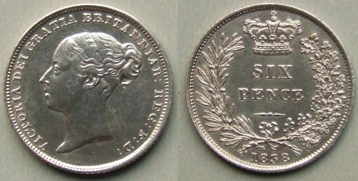 Queen Victoria 1838 sixpence
